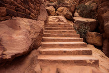 Middle East Israel Rocky Stairs Carved In Stone Path Way To Some Holy Place Destination For Pilgrims And Travelers 