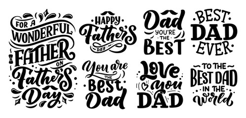 Lettering for Father's day greeting card, great design for any purposes. Typography poster. Vector illustration.