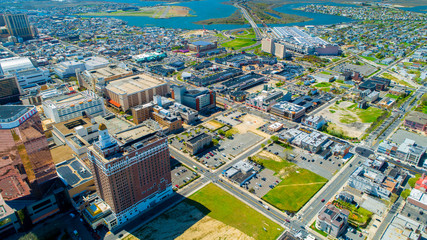 Wall Mural - AERIAL VIEW OF ATLANTIC CITY BOARDWALK AND STEEL PIER. NEW JERSEY. USA.