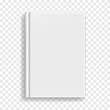 © Tatahnka - White blank rectangular vector blank realistic book, closed organizer or photobook cover template with sheet of A4. Front view of binding hardcover notepad or diary mockup for catalog, menu