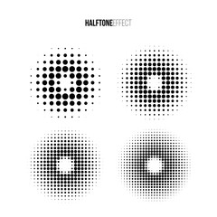 Poster - Vector halftone effect set. Different gradient rings in halftone effect.