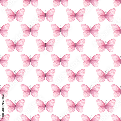Pale pink butterfly seamless raster pattern