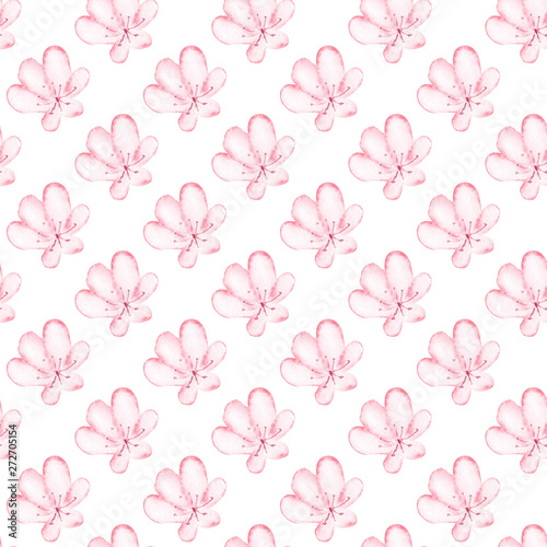 Five leaf flower watercolor seamless pattern