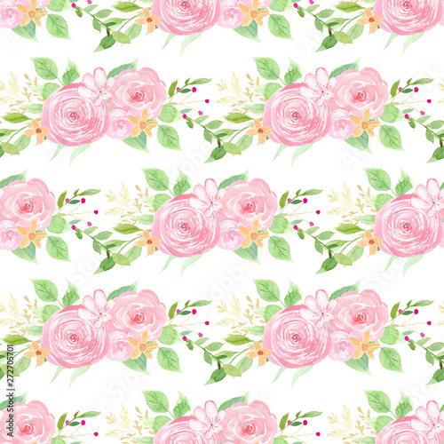 Elegant blooming roses raster seamless pattern