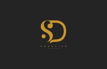 Aufkleber - Elegant SDLetter Linked Monogram Logo Design