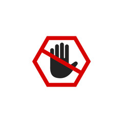 Aufkleber - Hand blocking icon sign stop. Stop hand logo Vector illustration