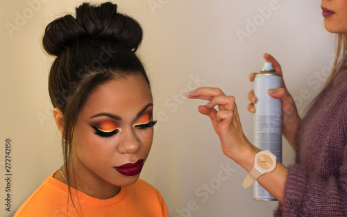 Young Woman African American With Perfect Skin Facial Fashion