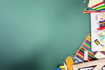 Wall Mural - Assortment  of School supplies on  background