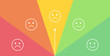 Vector mood feedback meter with selection by rotation arrow. Face with five emotions: angry, sad, neutral, glad, happy. Element of UI design for estimating client service.