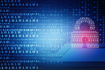 2d illustration safety concept: closed padlock on digital background