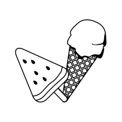 Canvas Print - ice cream cone and ice lolly  in black and white