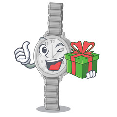 Sticker - With gift wristwatch isolated with in the mascot