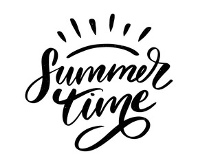 Sticker - Summer time vector text lettering calligraphy letters black slogan Sales Holiday Flyer Banner Poster