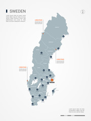 Wall Mural - sweden map with borders, cities, capital and administrative divisions. infographic vector map. edita