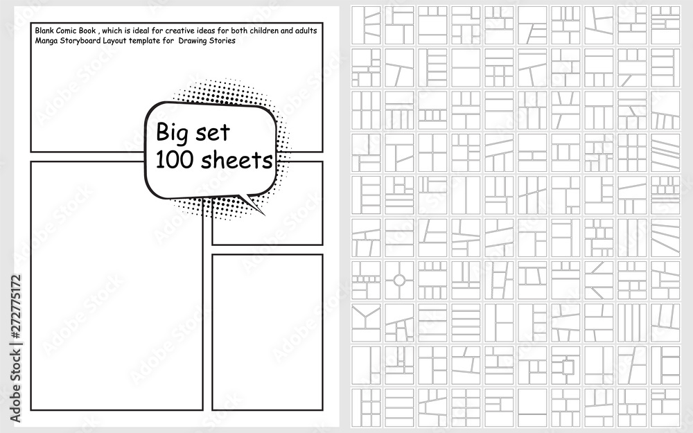 Vector Blank Comic Book set for Creating Stories 100 designs Stock ...