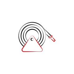 Poster - firefighter, fire hose two color icon