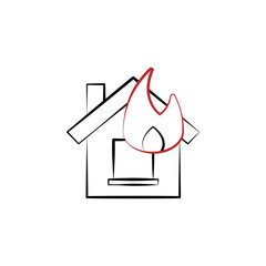 Poster - Firefighter, house two color icon