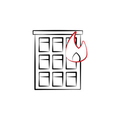 Poster - Firefighter, building two color icon