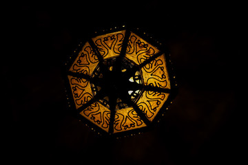 old lamp on the wall, photo as background