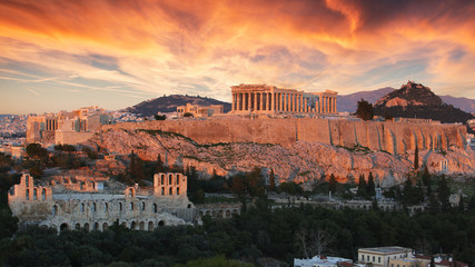 Sticker - Athens - Acropolis at sunset, Greece