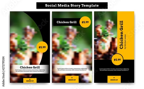 Black Yellow Instagram Story Social Media Template For Grill Food