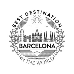 Sticker - Vector Barcelona City Badge, Linear Style