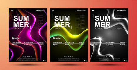 Fototapete - Colorful abstract liquid and fluid poster and cover design. Minimal geometric pattern gradients backgrounds. Electronic music flyer.