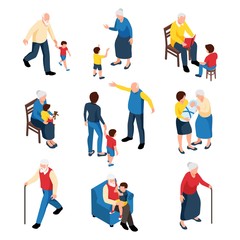 Wall Mural - Grandmother And Grandfather With Grandchildren 