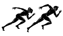 Runners Silhouette, Isolated Vector