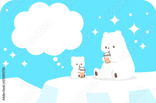 ホッキョクグマ しろくま 夏 暑中見舞い 白熊 シロクマ 白くま ほっきょくぐま チーズティー 北極熊 タピオカミルクティー 北極 残暑見舞い 動物 熊 クマ 動物園 くま 真夏 夏休み 白クマ ポストカード 夏イメージ かわいい 可愛い 空 雲 残暑