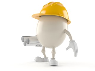 Wall Mural - Egg character holding blueprints