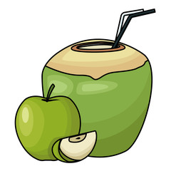 Sticker - Coconut cocktail and apple slices