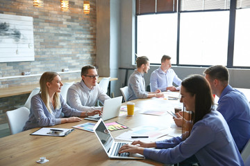 Wall Mural - Colleagues during business meeting in office