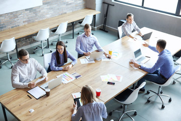 Colleagues during business meeting in office