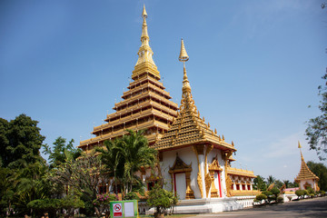 Phra Mahathat Kaen Nakhon pagoda in Wat Nong Waeng temple for thai people and foreign travelers visit and pray at Khonkaen city in Khon kaen, Thailand