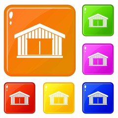 Poster - Garage icons set collection vector 6 color isolated on white background