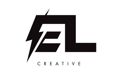 EL Letter Logo Design With Lighting Thunder Bolt. Electric Bolt Letter Logo