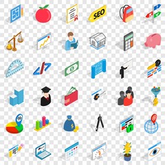 Poster - Numerator icons set. Isometric style of 36 numerator vector icons for web for any design