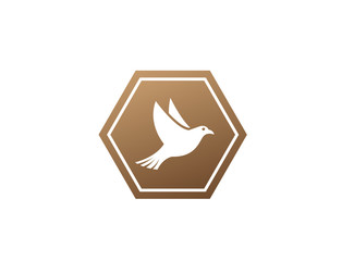 Bird or dove open wings and fly inside a circle for logo design illustration in the shape