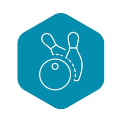 Poster - Bowling ball two pins icon. Outline bowling ball two pins vector icon for web design isolated on white background