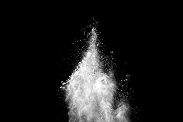 Wall Mural - white powder explosion isolated on black background.