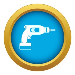 Poster - Drill icon blue vector isolated on white background for any design