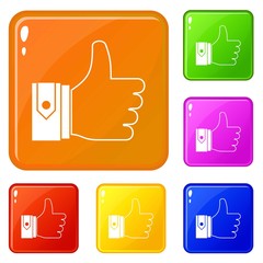Sticker - Thumbs up icons set collection vector 6 color isolated on white background