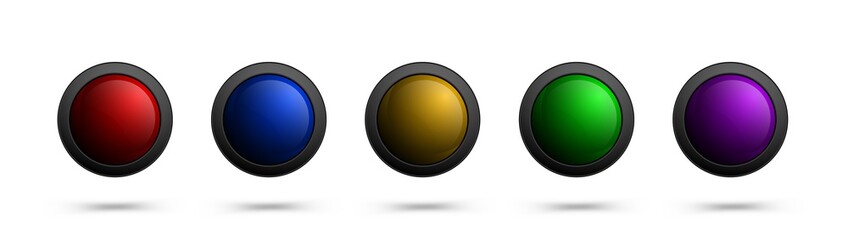 Poster - Set of glass vector buttons for web, apps, software, games and more.