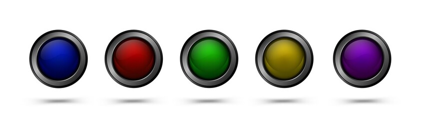 Canvas Print - Glass vector buttons with metal frame. Glass buttons for web design, apps, games and more.