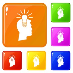 Poster - Light bulb idea icons set collection vector 6 color isolated on white background