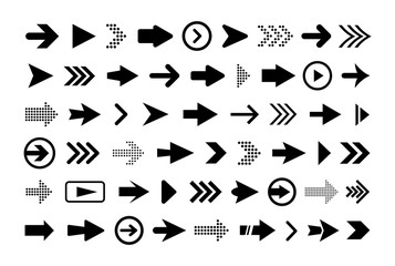 Poster - Arrows big set of black flat icons, symbols, signs. Arrow icon. Vector collection for web design, interface design, ui, apps, software and more.