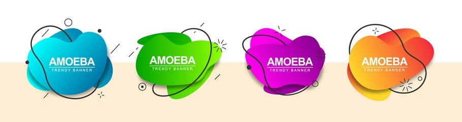 Poster - Trendy bright banners for use in web and typography. Modern vector banners of liquid form with gradient effect.