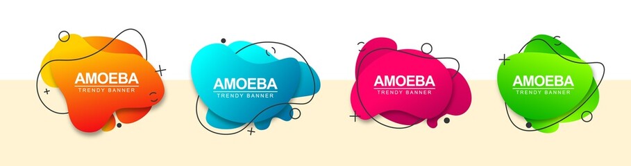Poster - Modern bright liquid shape banners. Abstract banners for use in web, print and ad. Set of vector templates.
