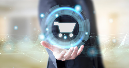 businessman with digital technology online shop concept